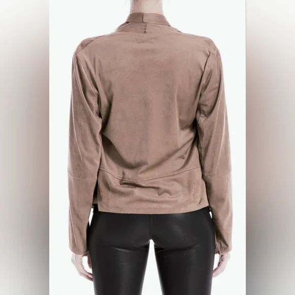 Max Studio Faux Suede Drape Front Jacket - Picture 3 of 3